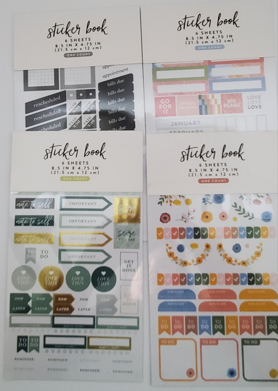Planner Sticker Book 4 Packs 6 Sheets Each